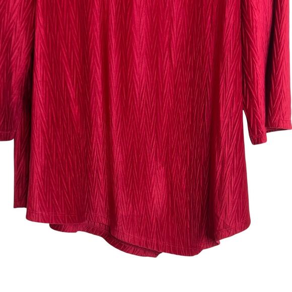 Allison Daley Woman Red Textured Tunic Top 3X Asymmetric Stretch Holiday Top - Picture 3 of 9